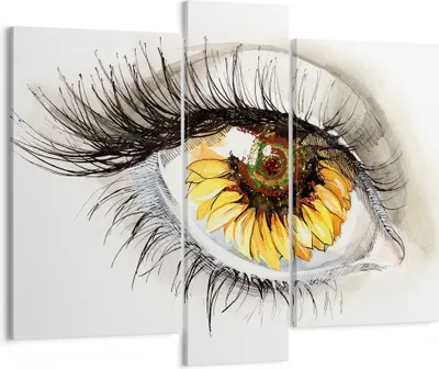 Produktbild von Bild auf Leinwand - Leinwandbild - Sonnenblume Auge Computer Blume - 95x80cm - Wand Bild - Wanddeko - Leinwanddruck - Bilder - Kunstdruck - Wanddekoration - Leinwand bilder - Wandkunst - CB95x80-3003