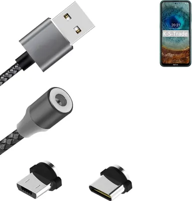 Produktbild von K-S-Trade Hochwertiges Magnet-Lade-kabel Sync-Kabel Daten-Kabel für Nokia X10 mit USB-Typ-C-Anschluss und Micro-USB-Anschluss 2A bis zu 480mbps