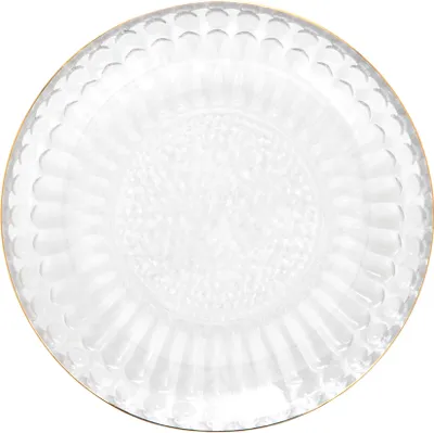 Obrázok produktu pre HOMLA BARREL pruhovaný sklenený tanier so zlatým okrajom 15 cm