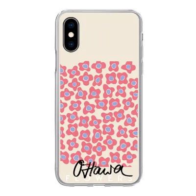 Produktbild von MuchoWow® Handyhülle Schutzhülle Hülle für iPhone X Blume - Muster - Rosa Silikon Softcase Handy Hülle - Handyhülle