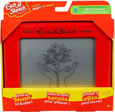 Produktbild von Etch A Sketch, Original Magic Screen, 86% recycelter Kunststoff, nachhaltiges klassisches Kreativspielzeug für Jungen und Mädchen, Magnetische Zeichentafel für Kinder, 3 Jahr(e), Kunststoff, Rot