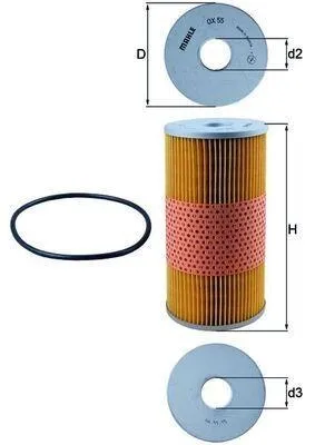 Produktbild von Ölfilter MAHLE OX 55D Filtereinsatz