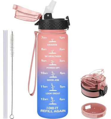 Produktbild von Trinkflasche Kinder 500ml Auslaufsicher mit Strohhalm BPA-Frei Rosa Blau
