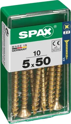 Image de Boîte 10 Unités. Vis A Bois Spax Cab. Plat Yellox 5.0x50mm Spax