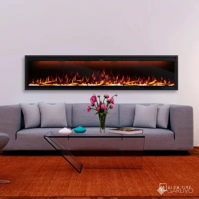 Produktbild von Garlivo Elektrokamin 'Smart Wall 88' | LED Wandkamin in schwarz mit Heizung (1500 W) | BxHxT: 223,5 x 42,8 x 17 cm