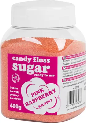 Produktbild von Farbiger Zucker für Zuckerwatte, rosa, Himbeergeschmack, 400g