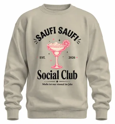 Produktbild von Saufi Saufi Social Club Malle Party Urlaub Mallorca JGA Sweatshirt Pullover, Natur, L