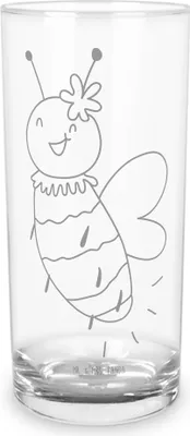 Produktbild von Mr. & Mrs. Panda Glas Biene Blume 400 ml - Transparent - Geschenk, Cocktailglas, Tumbler, Wasserglas, Longdrinkglas, Trinkglas