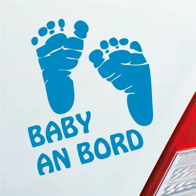 Produktbild von Auto Aufkleber Baby an Bord Füße on Board Junge Mädchen 15x14 cm Hellblau Sticker Heckscheibenaufkleber