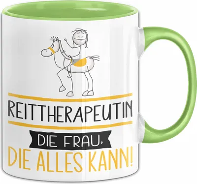 Produktbild von Reittherapeutin Geschenk Tasse Becher Die Frau Die Allen Kann Geschenkidee für eine Reittherapeutin Lustig (Grün)