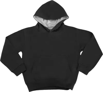 Produktbild von Awdis Kinder Kapuzen Pullover Varsity RW172 (3-4) (Jet Black / Heather Grey)
