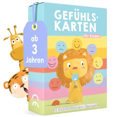 Productafbeelding van 42 Duitse emotiekaarten voor kinderen - Vanaf 3 jaar - Emotiekaarten met oefeningen - Prentenkaarten over gevoelens - Stemmingskaarten - Gesprekskaarten - Zelfregulatie