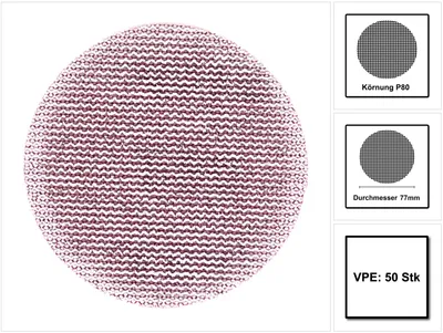 Produktbild von MIRKA Scheiben Abranet Ø 77 mm P80 Gitternetz Klett (50 St)