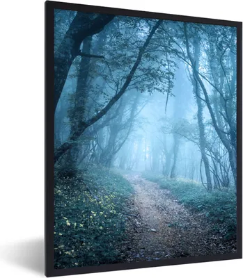 Produktbild von MuchoWow® Gerahmtes Poster Bäume - Natur - Nebel 60x80 cm - Poster mit Schwarzem Bilderrahmen Wandposter Rahmen Foto Bilder - Premium - Wanddeko Wohnzimmer