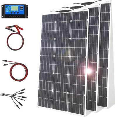 Zdjęcie produktu dla zestaw elastycznych paneli słonecznych 12 V, moc 100 W, materiał monokrystaliczny, wodoodporna konstrukcja, zestaw 300 W