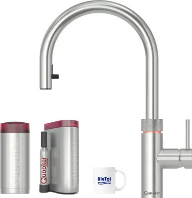 Produktbild von Quooker Flex Voll-Edelstahl & COMBI Reservoire & kühles sprudelndes Wasser CUBE