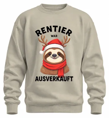 Produktbild von Rentier War t Faultier Geweih Xmas Lustig Sloth Sweatshirt Pullover, Natur, M