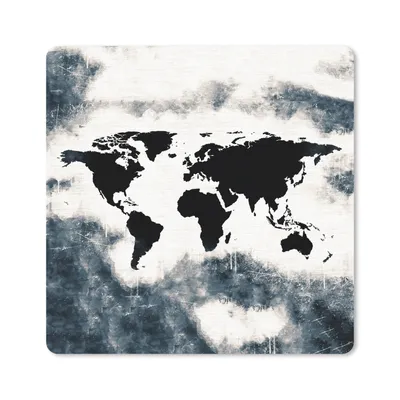 Produktbild von MuchoWow® Mauspad Mousepad Weltkarte - Holz - Schwarz 30x30 cm - Mousepads - Maus Mat - Pad - Mausunterlage - Gaming