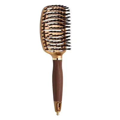 Produktbild von Olivia Garden NanoThermic Flex Ceramic + Ion, Erwachsener, Paddelhaarbürste, Bronze, Braun, Einfarbig, Schweinehaare, Mädchen