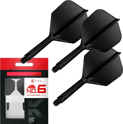 Produktbild von Target Darts K-Flex No.6 Dart Flights und Shafts, Intermediate 26mm, Schwarz, 3er Set