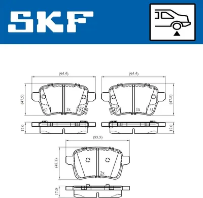 Produktbild von SKF Bremsbeläge Satz Hinten Bremsklötze für OPEL Corsa E Schrägheck (X15) VKBP 90355 A