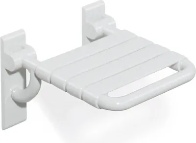 Produktbild von HEWI Klappsitz m.Gabelgelenk Ser 801, B:378 mm, H:259 mm, T:408 mm lichtgrau