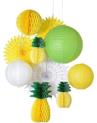 Honigwabe Ananas Ball Set – tropische Party-Deko, 14×30 cm, Papier