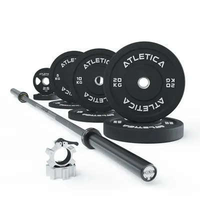 Produktbild von ATLETICA Langhantel Set | Delta HighRep - Bullet Grey | 75 kg Hantelscheiben | Für Gewichtheben, Powerlifting und CrossFit