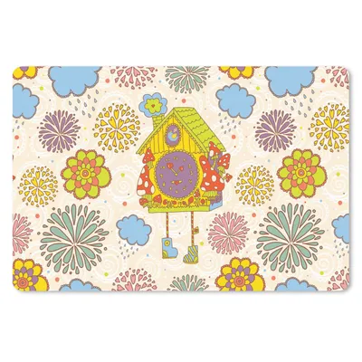 Produktbild von MuchoWow® Mauspad Mousepad Kuckucksuhr - Muster - Pilz - Blumen 27x18 cm - Mousepads - Maus Mat - Pad - Mausunterlage - Büroartikel - Desk Matten