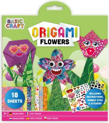 Image de Bloc de feuilles autocollantes et feuilles pour l'origami, thème : Fleurs - Grafix