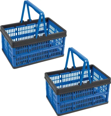 Produktbild von Novaliv Klappbox Blau 2er Set - 16L Faltkorb mit Henkeln - Vielseitiger Einkaufskorb - Praktische Aufbewahrungsbox