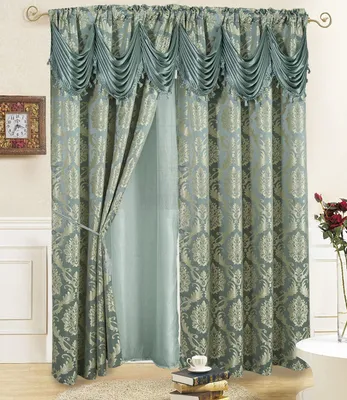 Jacquard-Vorhang 2er-Set 140x213 cm, grün, lichtfilternd