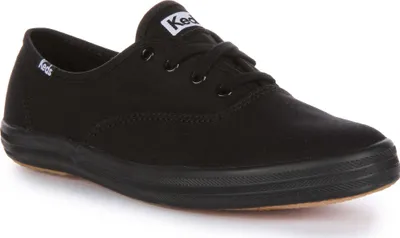 Produktbild von Keds Champion Frauen Schnürung organischO Baumwolle Le wand Turnschuhe Weiß – 3,5 UK - 36 EU - 6 US / Alles schwarz
