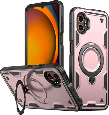 Produktbild von Dual Layer Hülle für Samsung Galaxy XCover7 Pro mit Ring Ständer Magnetisch Stoßfest Handyhülle Roségold