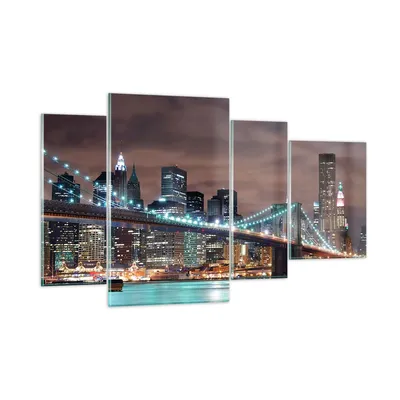 Produktbild von Bilder auf glas - Stadt Brücke Wolkenkratzer - 120x70cm - Glasbilder - Wandbilder - Kunstdruck - zum Aufhängen bereit - Wanddekoration aus Glas - Glas Bilder - Wandbild auf Glas - GDL120x70-0218