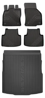 Productafbeelding van Rubberen automatten + kofferbakmat voor Volkswagen Passat B8 2014-2022 (sedan) – 5-delig, zwart, op maat – Wielganizator