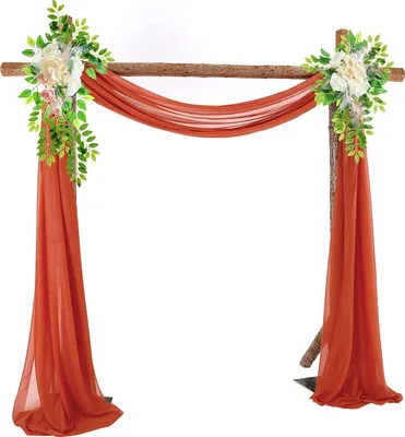 Obrázek produktu pro Svatební oblouk Svatební opona Dekorace Křížové závěsy s 2 umělými květinovými girlandami, 70*550cm, oranžová