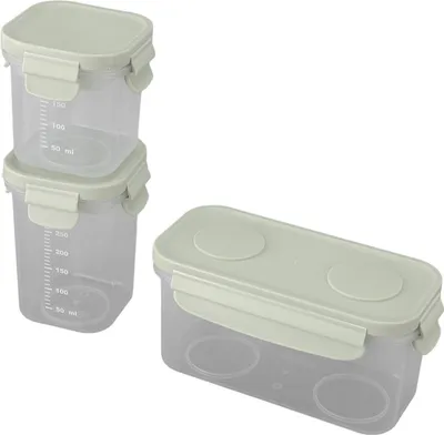 Produktbild von 3 Stück Babynahrungs-Vorratsgläser mit Skala, herausnehmbarer Eisbeutel, stapelbare, mikrowellengeeignete Behälter für Obstpürees, Gemüsebrei, Grün