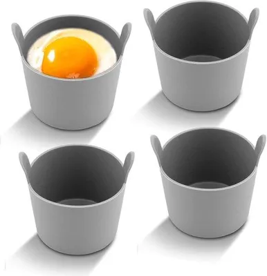 Produktbild von Famanu Silikon-Eiformen für Airfryer - wiederverwendbare Ramekins mit Griffen - 7,5 x 5,5 cm