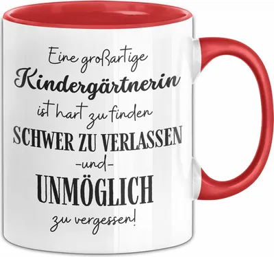 Produktbild von Kindergärtnerin Abschied Geschenk Tasse Abschiedsgeschenk für Kindergärtnerin Hart Zu Finden Schwer Zu Verlassen (Rot)