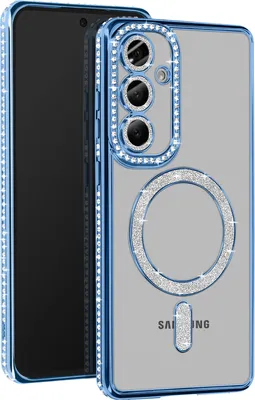 Produktbild von Avizar, Diamant-Hülle für Samsung S24 FE – MagSafe-Schutz mit Strass-Rand, Hellblau