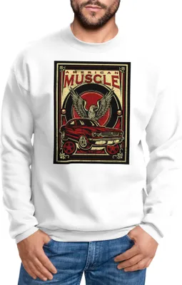 Produktbild von Sweatshirt Herren American Muscle Vintage Retro Rundhals-Pullover Neverless® weiß 4XL