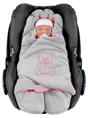 Produktbild von Einschlagdecke für Babyschalen im Winter, Herbst und Frühling, Grau/Rosa