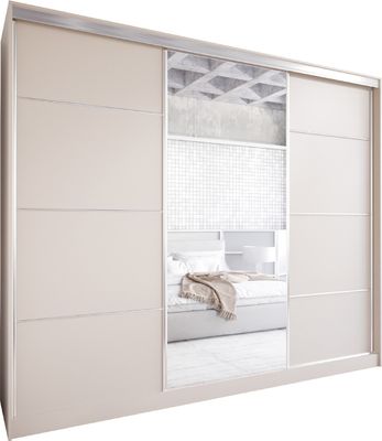 Schiebeschrank mit Spiegel und Schubladen ELLI D 270 kaschmir Schlafzimmerschrank Garderobenschrank