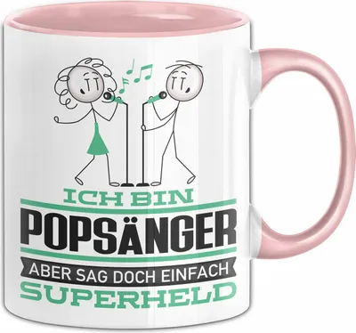Produktbild von Popsänger Geschenk Tasse Ich Bin Popsänger Aber Sag Doch Einfach Superheld Lustige Geschenkdiee für Popsänger Kaffee-Becher (Rosa)