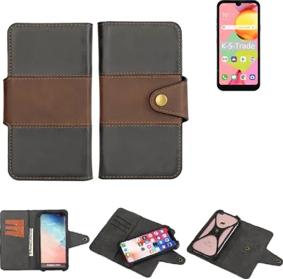 Produktbild von K-S-Trade Handyhülle Schutzhülle Hülle Bookstyle Wallet-Case kompatibel mit LG Electronics Risio 4 Bumper Rundumschutz schwarz-braun 1x