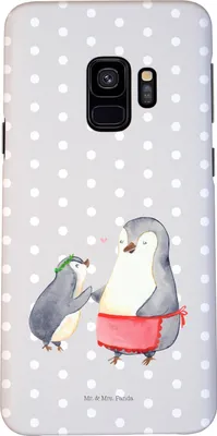 Produktbild von Mr. & Mrs. Panda Samsung Galaxy S9 Handyhülle Pinguin mit Kind - Grau Pastell - Geschenk, Mama, Cover, Muttertag, Hülle, Vorbild, Mutter, Handy Schutzhülle, Handycover