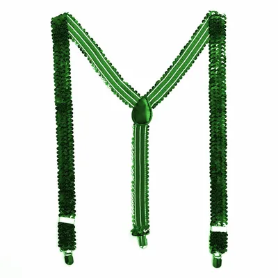 Produktbild von Party Factory Pailletten Hosenträger, grün Glitzer, 50-90cm, für Damen und Herren, Glamour Accessoire, bis 195cm Körpergröße