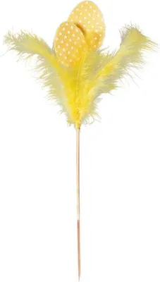 Image de Oeufs décoratifs avec plumes, jaunes, 28 cm