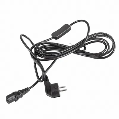 Produktbild von Netzkabel 3 m Schuko Schutzkontaktstecker (gewinkelt) + Schalter 300SW C13 schwarz